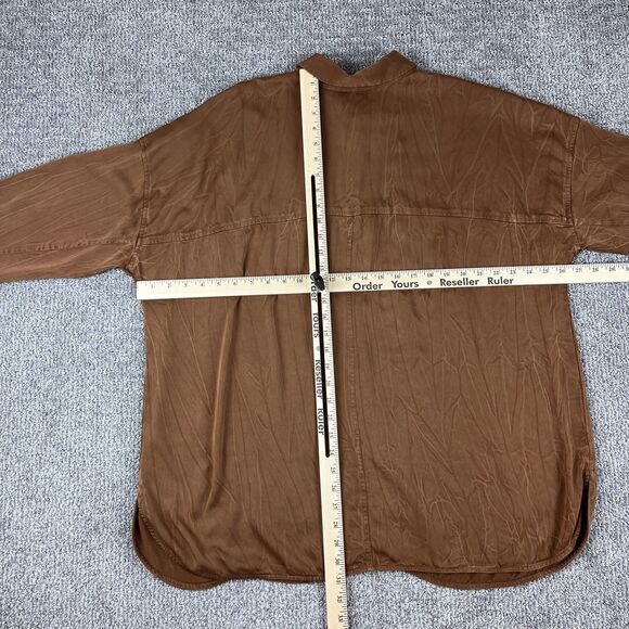 Pure Jill Shirt Womens XL Brown Button Up Oversized Top Bohemian Relaxed Fit - Picture 3 of 8